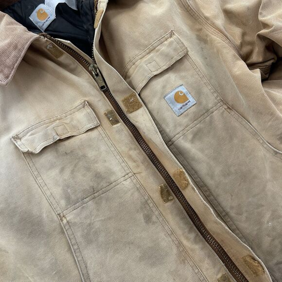 Vintage Carhartt Jacket Men XL Large Duck Canvas Chore Coat Corduroy Collar Barn - Picture 9 of 16